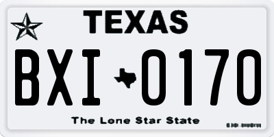TX license plate BXI0170
