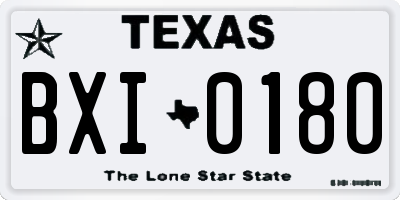 TX license plate BXI0180