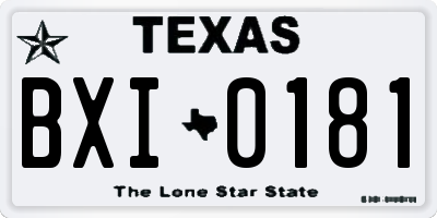 TX license plate BXI0181