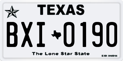 TX license plate BXI0190