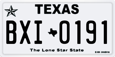 TX license plate BXI0191