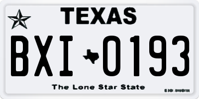 TX license plate BXI0193