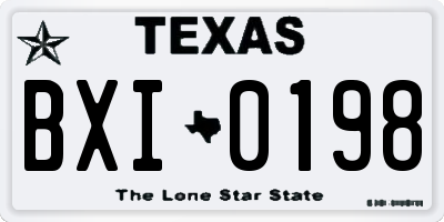 TX license plate BXI0198