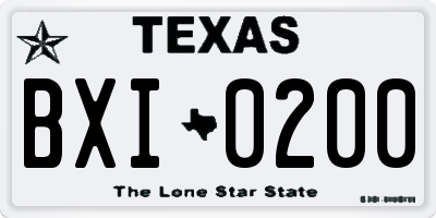 TX license plate BXI0200