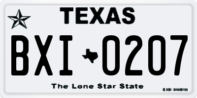 TX license plate BXI0207