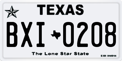 TX license plate BXI0208