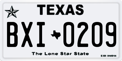 TX license plate BXI0209