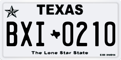 TX license plate BXI0210
