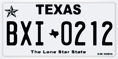 TX license plate BXI0212