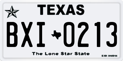 TX license plate BXI0213