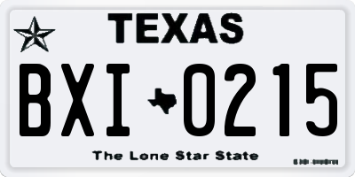 TX license plate BXI0215