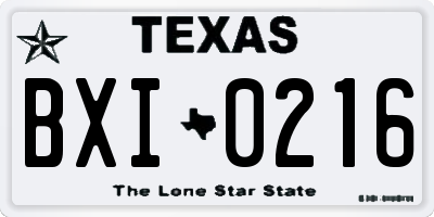TX license plate BXI0216