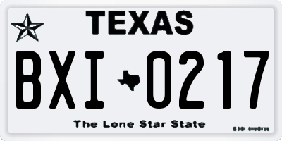 TX license plate BXI0217