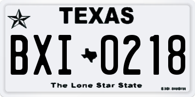 TX license plate BXI0218