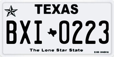 TX license plate BXI0223
