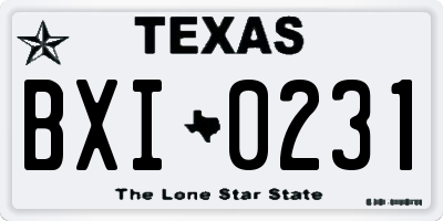 TX license plate BXI0231