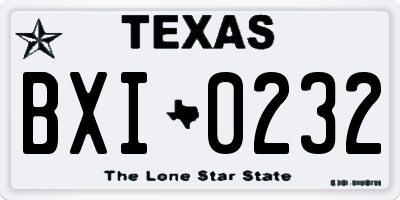 TX license plate BXI0232