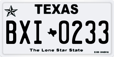 TX license plate BXI0233