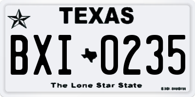 TX license plate BXI0235