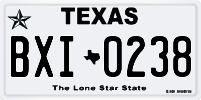 TX license plate BXI0238