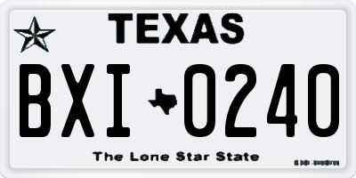 TX license plate BXI0240