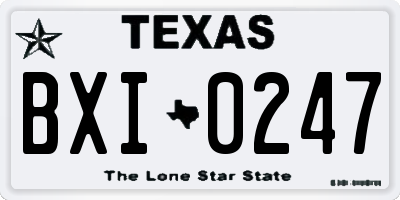 TX license plate BXI0247