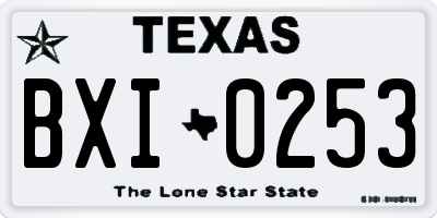 TX license plate BXI0253