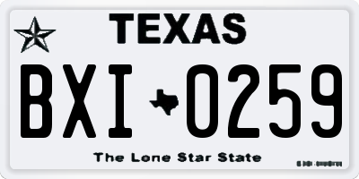TX license plate BXI0259