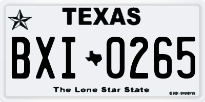 TX license plate BXI0265
