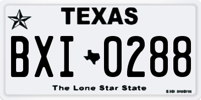 TX license plate BXI0288