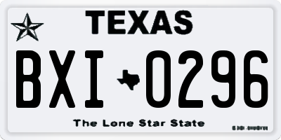 TX license plate BXI0296