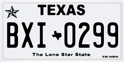 TX license plate BXI0299
