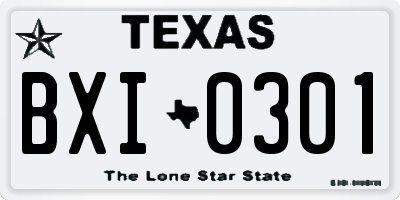 TX license plate BXI0301