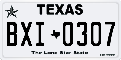 TX license plate BXI0307