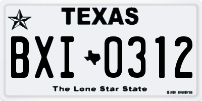 TX license plate BXI0312
