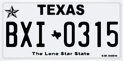 TX license plate BXI0315