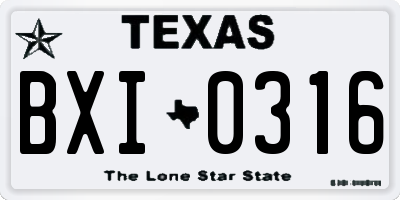 TX license plate BXI0316