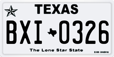 TX license plate BXI0326
