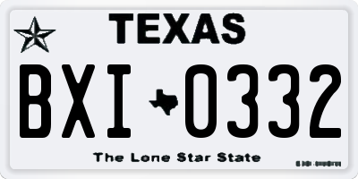 TX license plate BXI0332