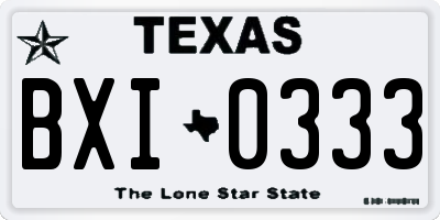 TX license plate BXI0333