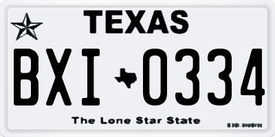 TX license plate BXI0334