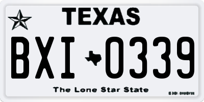 TX license plate BXI0339