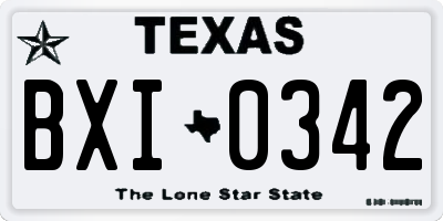 TX license plate BXI0342