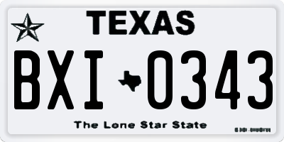 TX license plate BXI0343