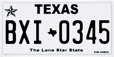 TX license plate BXI0345