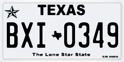 TX license plate BXI0349