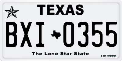 TX license plate BXI0355