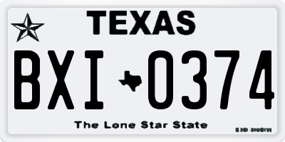 TX license plate BXI0374
