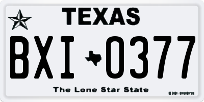 TX license plate BXI0377
