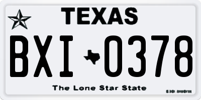 TX license plate BXI0378